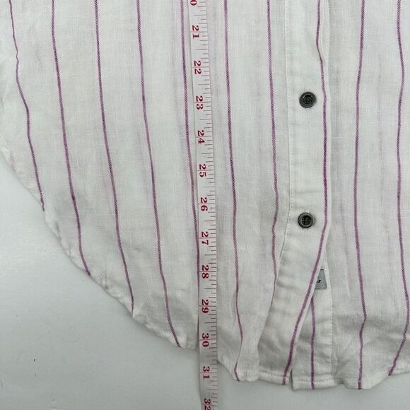 Rails x Free People Charli Button Down Shirt Linen Blend Pink Stripe Women’s M - Picture 12 of 13